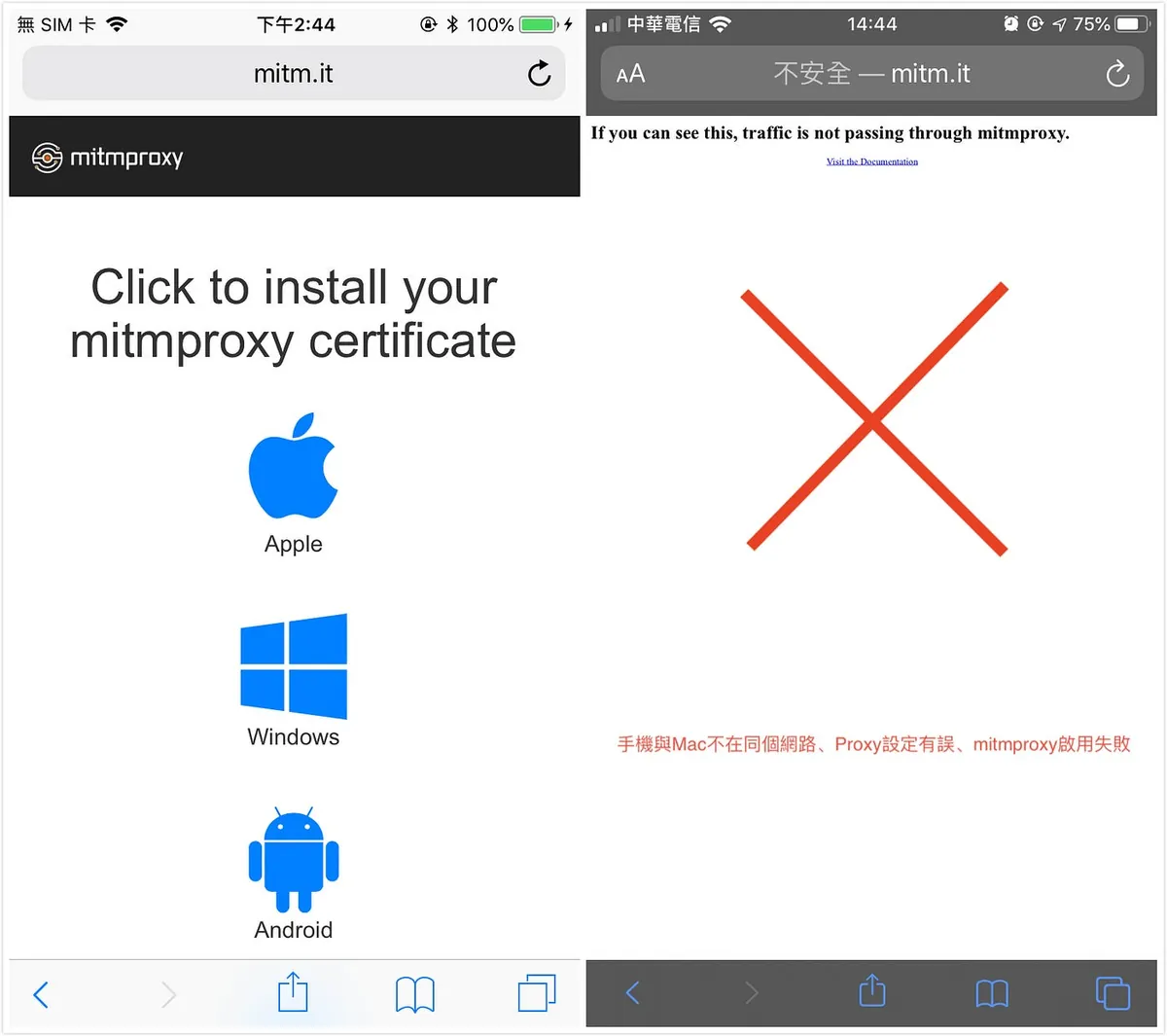 出现左边->Proxy设定✅/ 出现右边代表 Proxy设定有误🚫