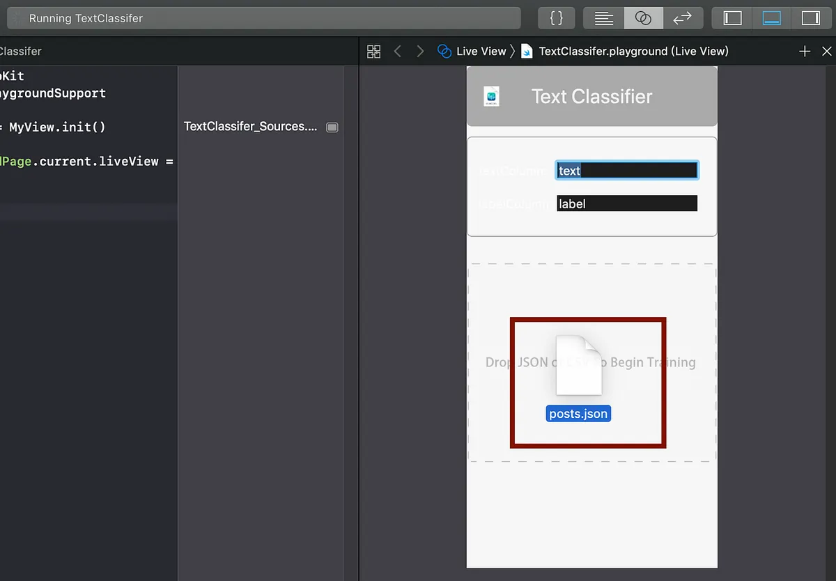 Drag the JSON file into the GUI tool