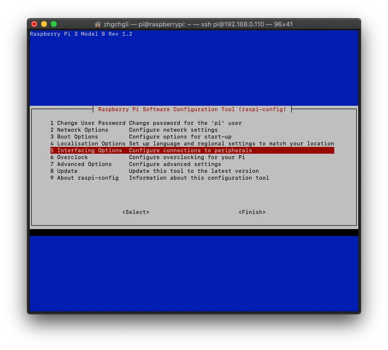 Select the fifth item "**Interfacing Options**"